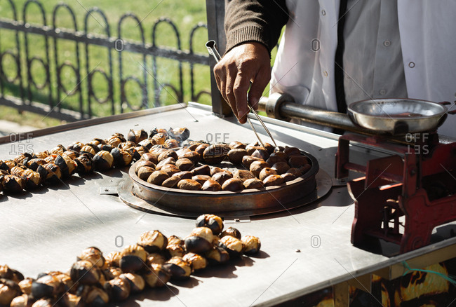 Charcoal fried chestnuts