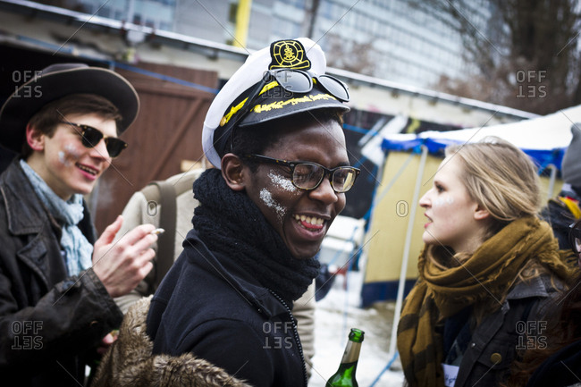 February 23, 2013: A young man enjoying the Hipster Winter Olympiale in Berlin, Germany