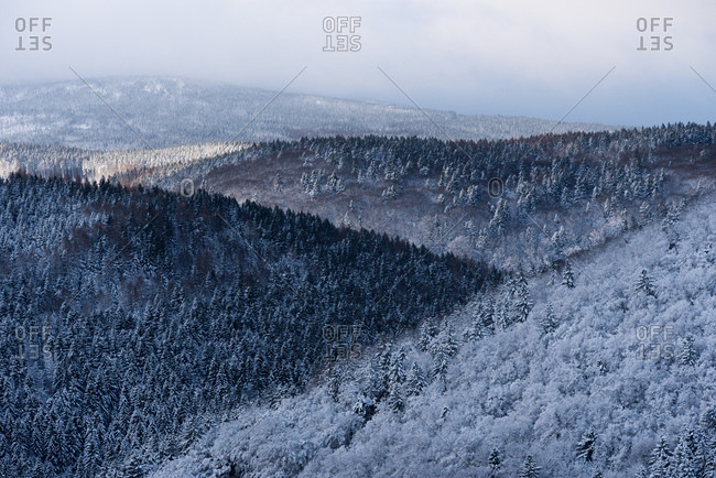 View over the Harz in winter, Ilsenburg, Germany