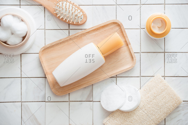 Flat lay of skincare products