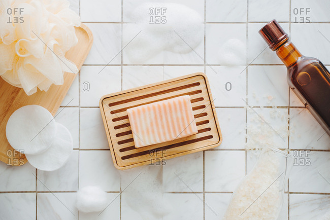 Spa and wellness products flat lay