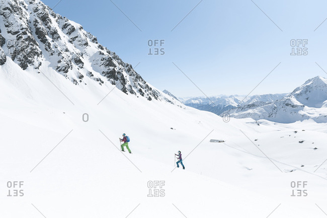 Couple ski touring in the mountains- Kuehtai- Tyrol- Austria