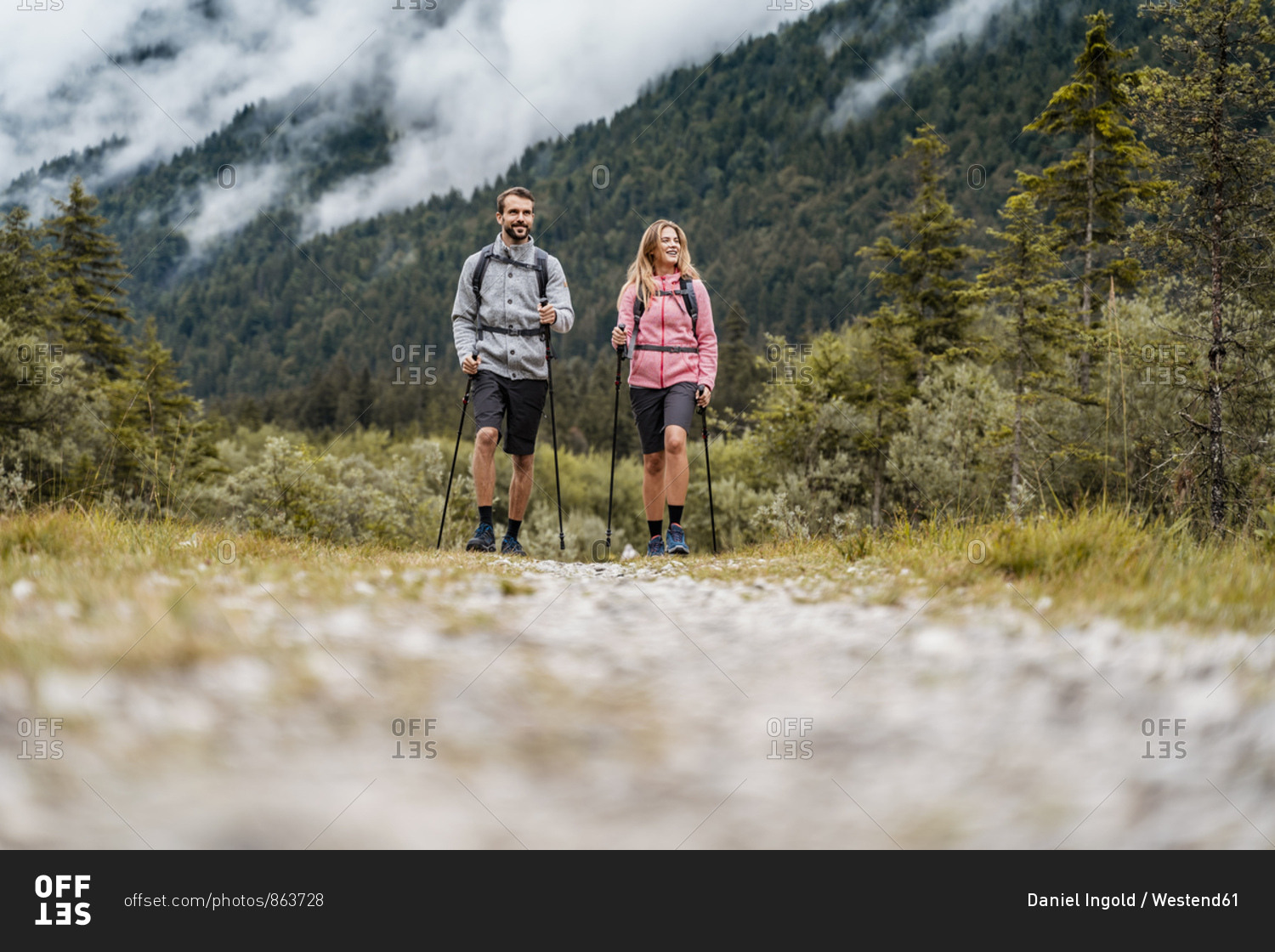 Young couple on a hiking trip- Vorderriss- Bavaria- Germany