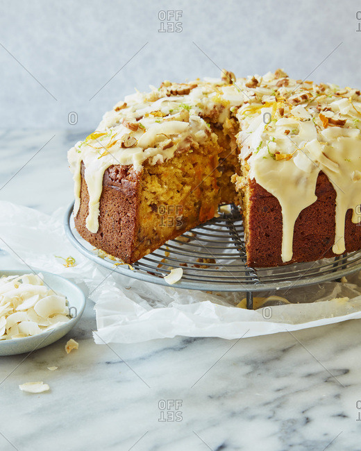 Carrot and Mango Cake with Drip Icing