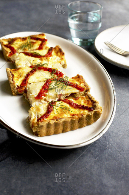 Mediterranean Tart served on a plate