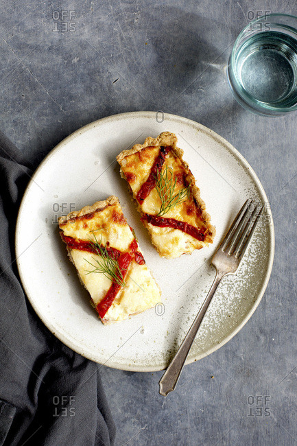 Mediterranean Tart served on a plate