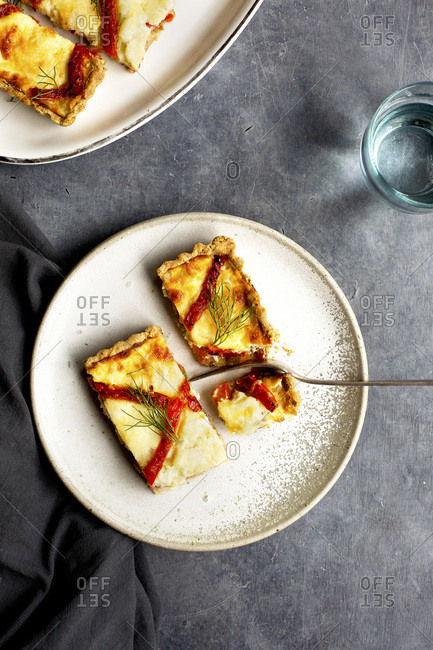 Mediterranean Tart served on a plate