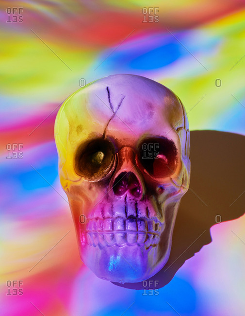 Skull on multi-colored background