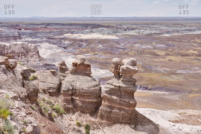 Rock formations in the Petrified Forest National Park in Arizona