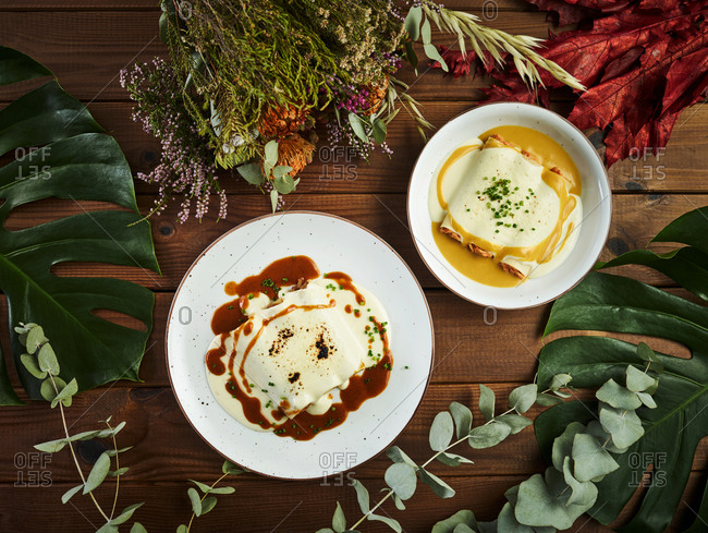 Fish and oxtail cannelloni with cream sauce