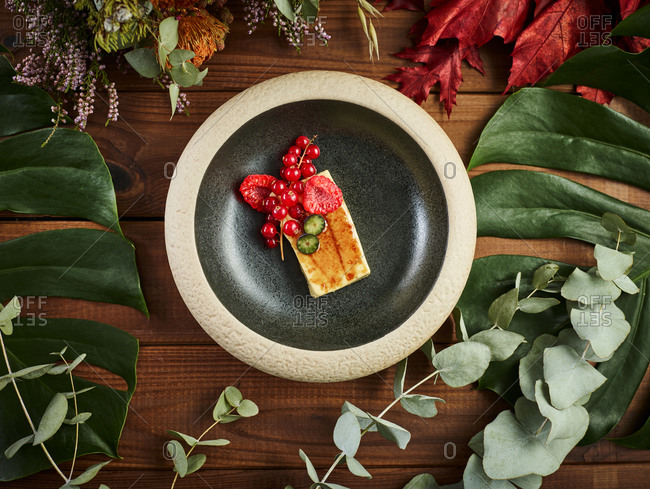 Delicious dish with fresh fruits