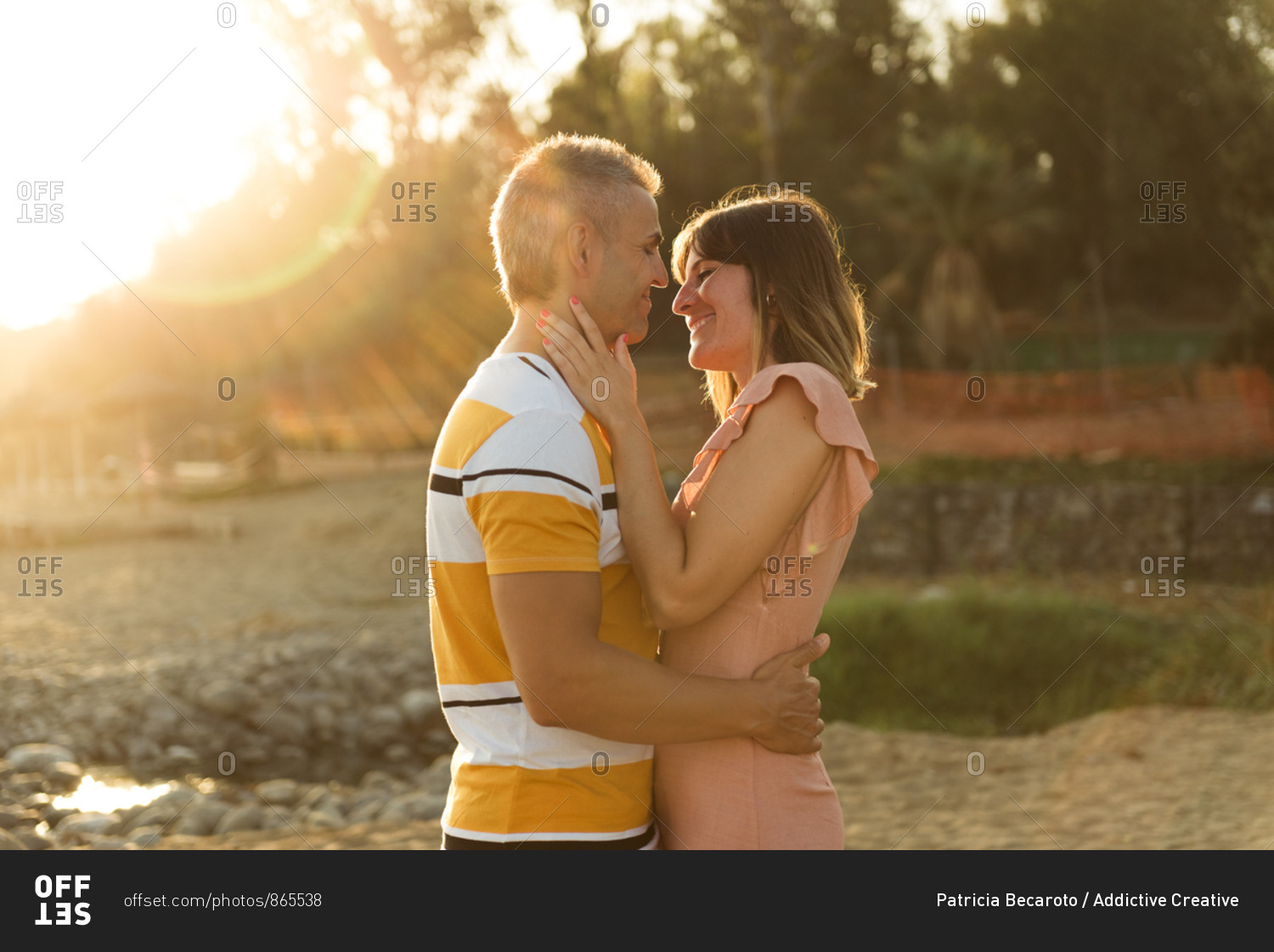 Couple looking at each other with happy smile