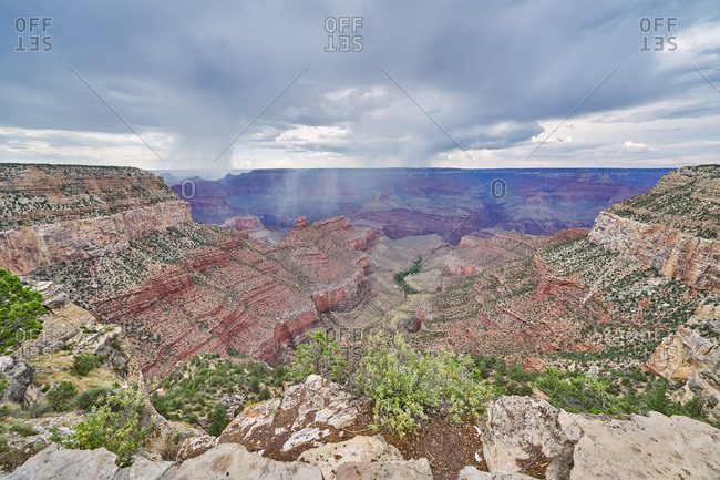 Foggy clouds above canyons in Grand Canyon National Park, Arizona