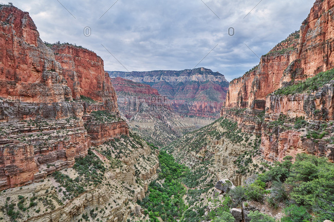 View of canyons from the North Kaibab Trail, Grand Canyon National Park, Arizona