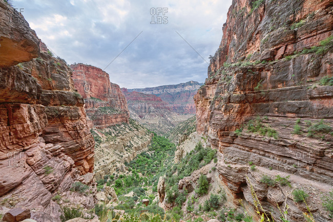 Rock formations along the North Kaibab Trail in the Grand Canyon National Park, Arizona