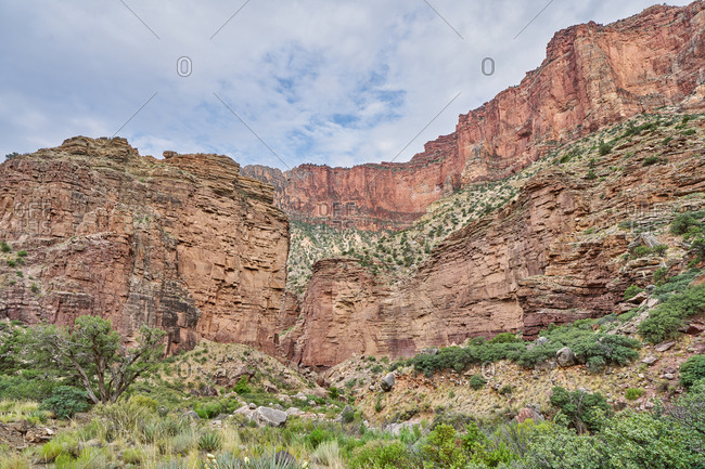 View of red rock canyons, North Kaibab Trail, Grand Canyon National Park, Arizona