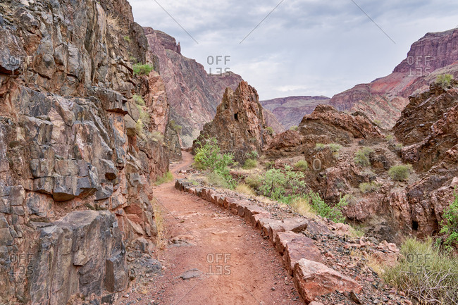 Trail leading through canyons in the Grand Canyon National Park, Arizona