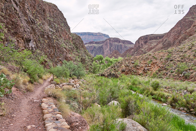 Rocky trails and canyons in the Grand Canyon National Park in Arizona