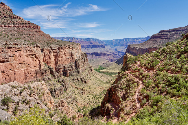 View over canyons from the Bright Angel Trail, Grand Canyon National Park, Arizona