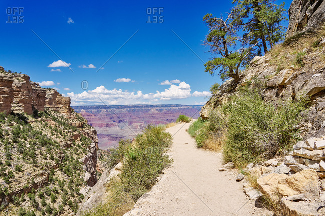 Dirt path on cliff, Bright Angel Trail, Grand Canyon National Park, Arizona