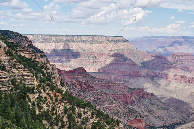 Beautiful view of canyons under cloudy skies, Grand Canyon National Park, Arizona