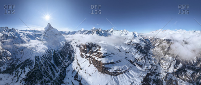 Scenic aerial view of the Matterhorn Mountain, Switzerland