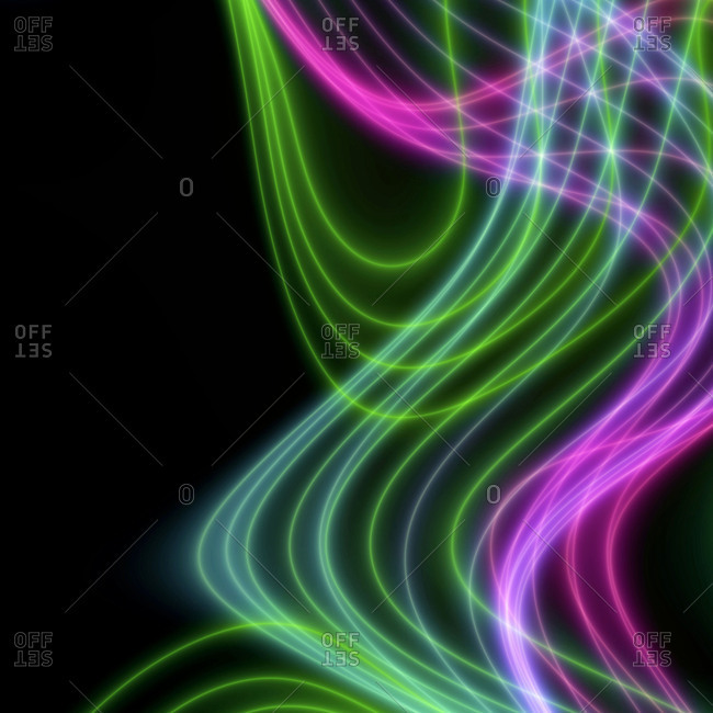 Illuminated pink and green lights, illustration.