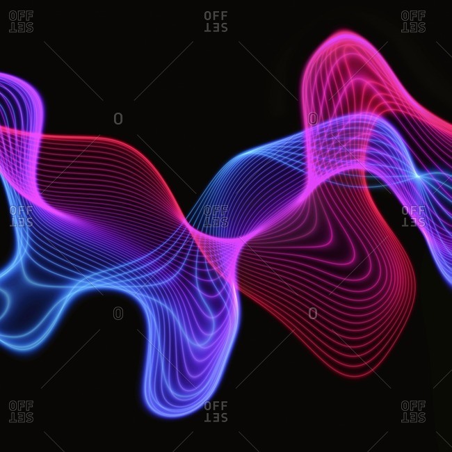 Illuminated pink and blue lights, illustration.