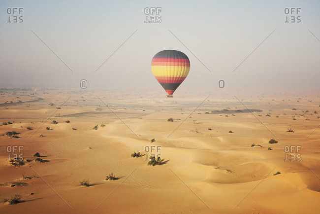 Hot air balloon over the desert, Dubai, United Arab Emirates