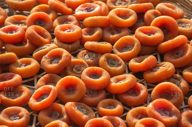 Pile of dried persimmons