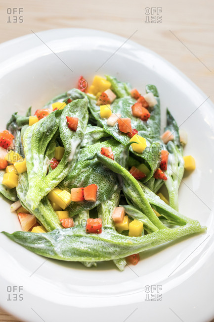 Steamed vegetables in sauce