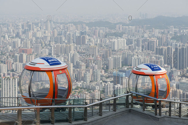 October 12, 2019: Guangzhou tower ferris wheel, China