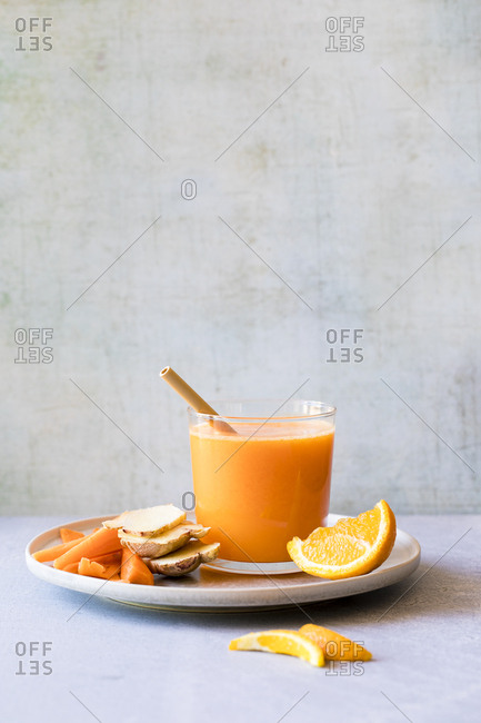 Fresh orange and carrot juice
