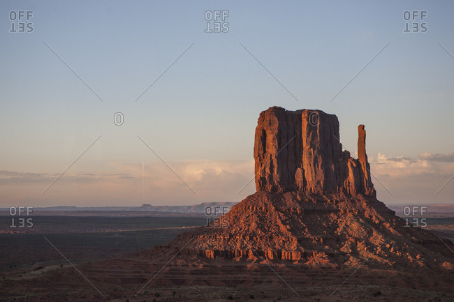 Sunset at Monument Valley, on the border of Utah and Arizona.