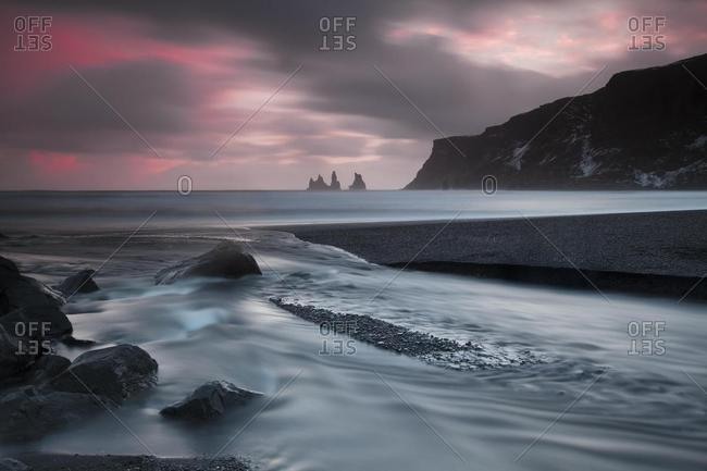 Reynisdrangar pinnacles, Vik i Myrdal, Myrdalur, Southern Region, Iceland, Europe