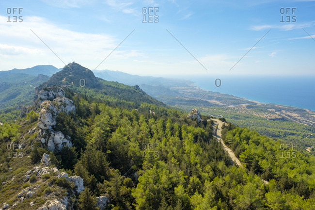 View from kantara castle in kyrenia mountain range, kaplica, cyprus