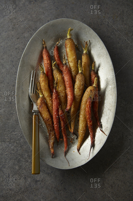 Baked carrots on plate
