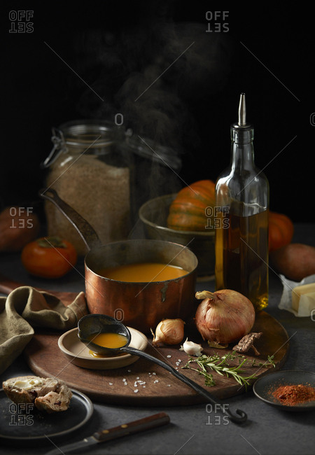 Cooking pumpkin soup