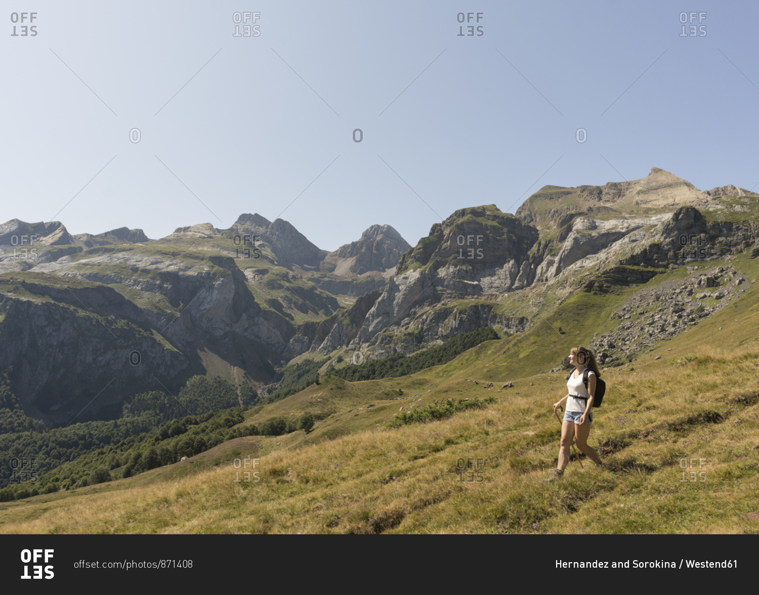 Woman hiking in mountains- Ordesa national park- Aragon- Spain