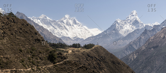 Ama Dablam and Mt Everest- Himalayas- Solo Khumbu- Nepal