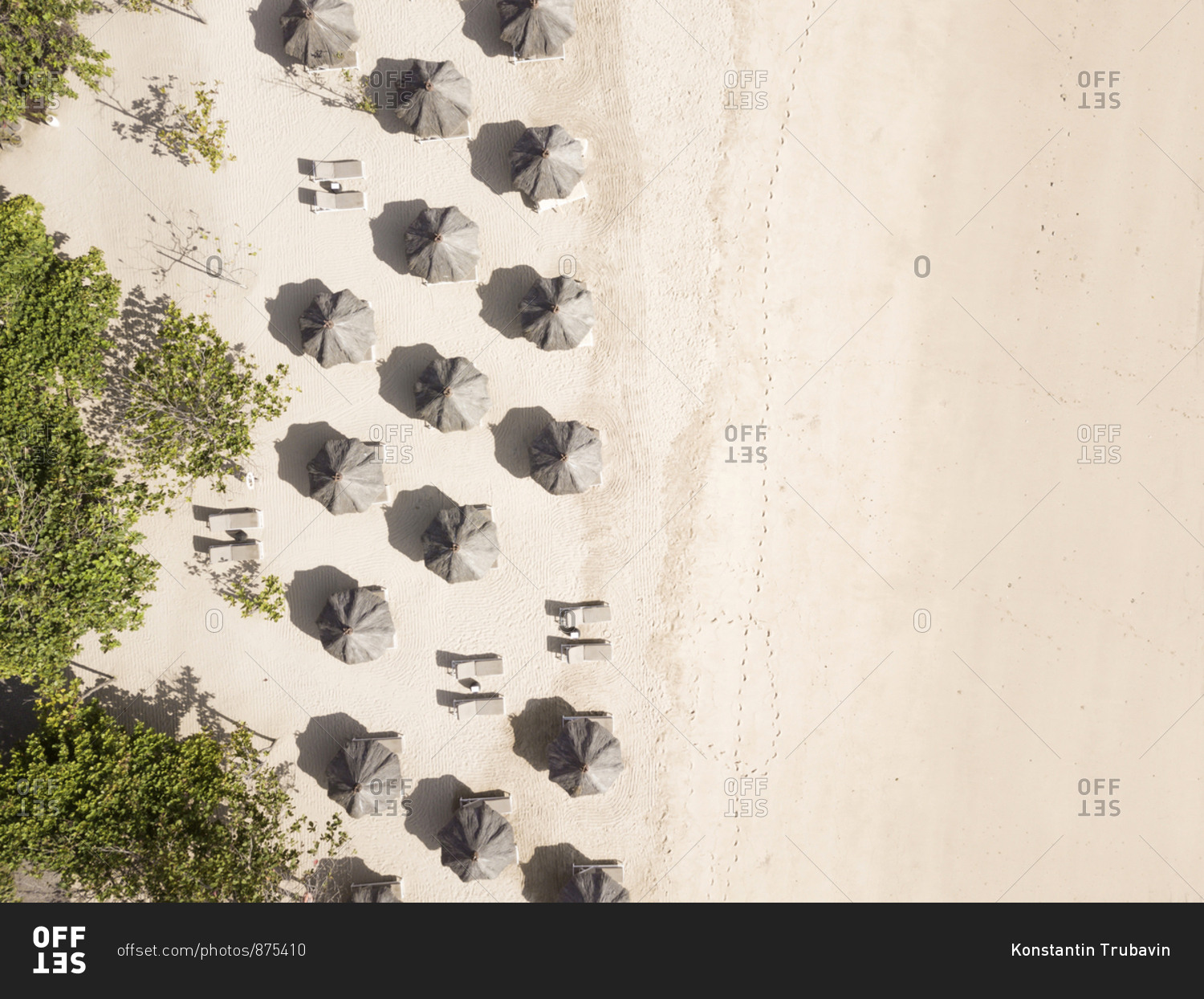 Aerial  view of sun umbrellas,Nusa Dua, Bali, Indonesia