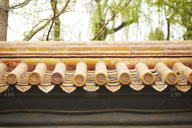 Architectural detail of typical oriental roof in Beijing, China