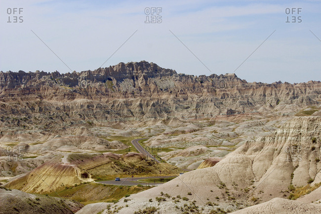 Scenic view of Badlands National Park against sky