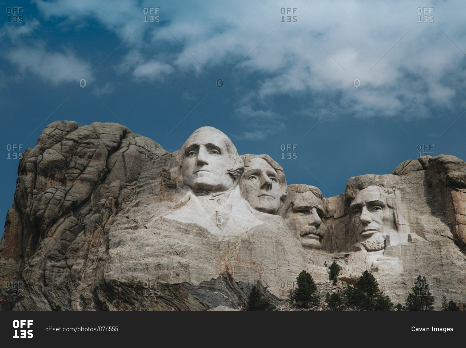 Low angle view of Mt Rushmore National Monument against cloudy sky
