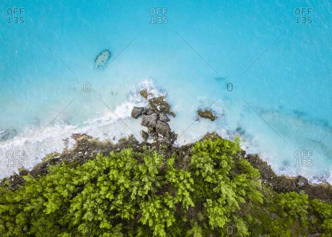 A tropical island from above
