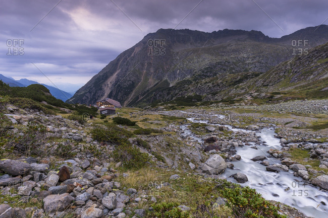 Austria, tyrol, the stubai alps, neustift, sulzbach with a view down to the sulzenau hut in the early evening