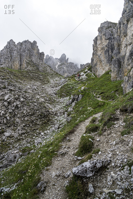 Austria, tyrol, the stubai alps, neustift, hiker in the ascent to the elferspitze