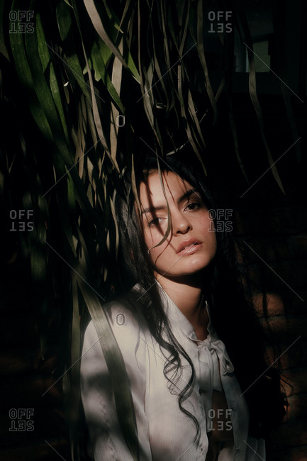 Lonely Magnificent Seductive Dark Haired Adult Female In White