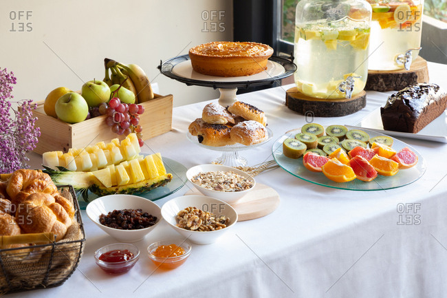 Tasty Fruits Bakery Food, Lunch Buffet Table Setting