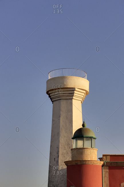 Spain, fuerteventura, punta de toston, faro de toston, lighthouse, two former lighthouses, sky, evening light
